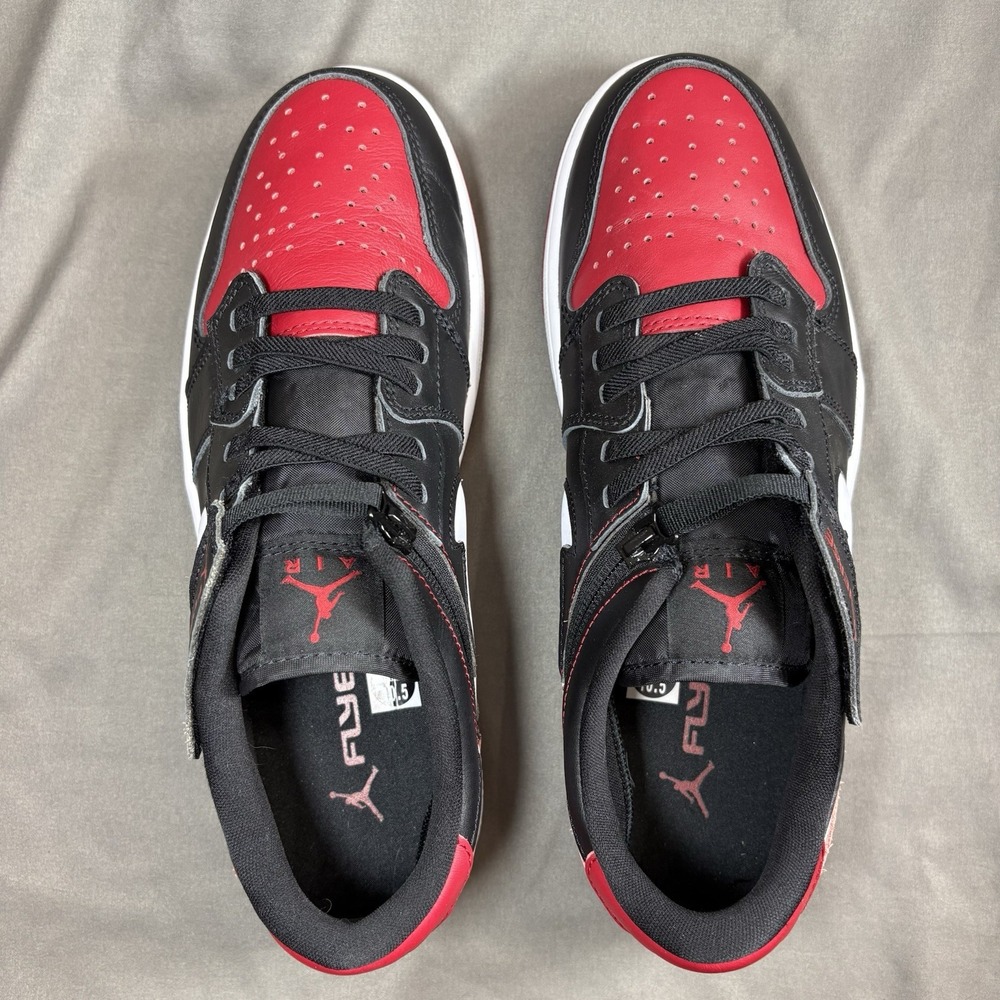 Jordan Air Jordan 1 Low Men's Low Top Leather Lace-Up Basketball Black/Red 10.5 - Picture 2 of 14